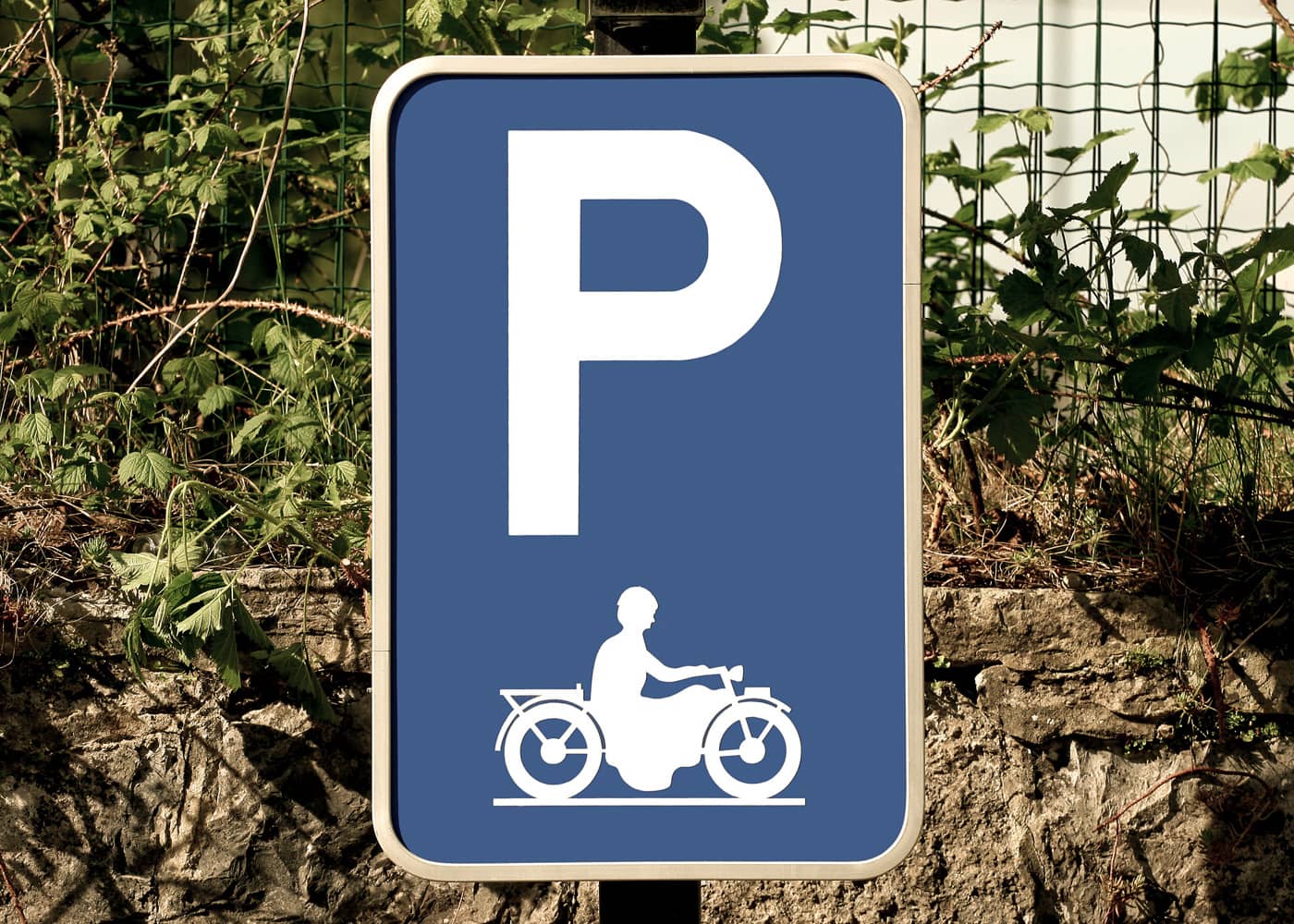 motorbike parking road sign