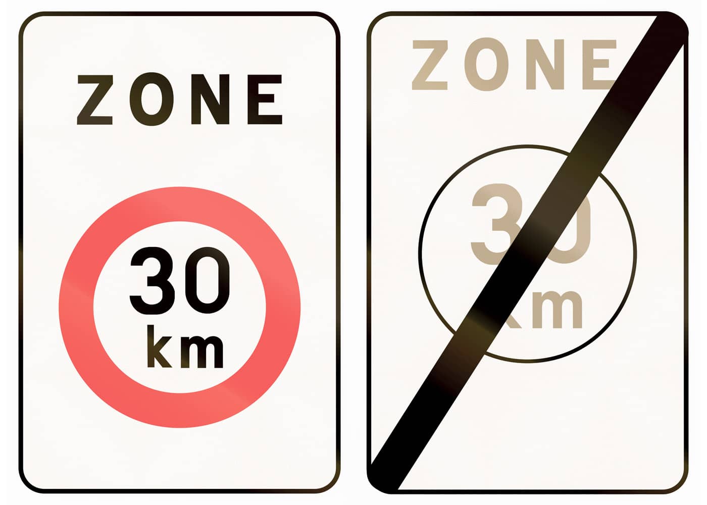 30 zone road sign