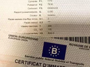 euro standard registration certificate